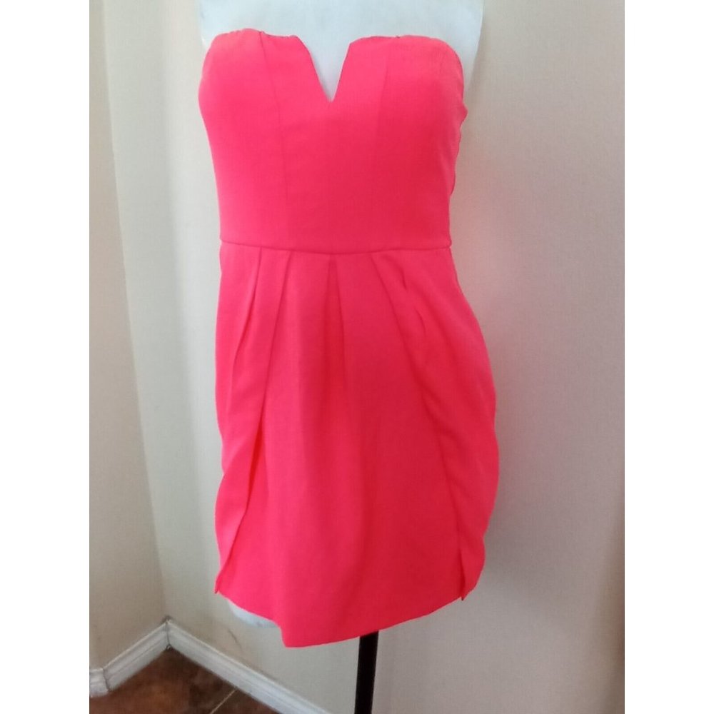 Do + Be Women Mini Dress fluorescent pink strip with planks open skirt size S. - Picture 1 of 12